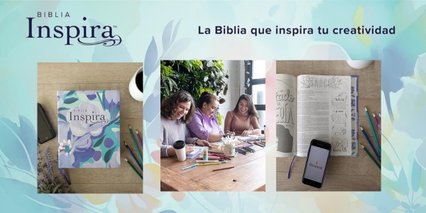 La Biblia Inspira NTV utiliza la expresión creativa para conectarte con Dios y con las Escrituras. Esta Biblia de una sola columna con amplio margen para anotaciones contiene más de 400 hermosas ilustraciones creadas por artistas latinoamericanos para colorear e inspirar la creatividad mientras lees la Palabra de Dios.