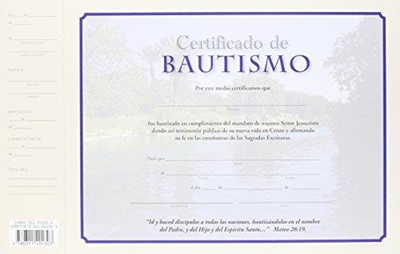 Certificado de Bautismo (Cartón)