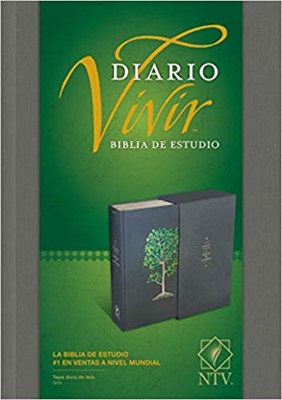 NTV Biblia de Estudio Del Diario Vivir con Índice (Tapa Dura - Tela Gris - Letra Roja)