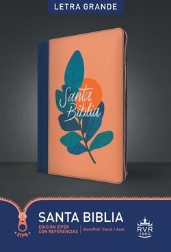 RVR 1960 Biblia Edición Zíper Letra Grande (Sentipiel Piel - Coral/Azul Con Índice)