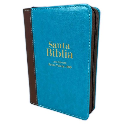 RVR 1960 Biblia Chica Letra Grande (Imitación Piel - Turquesa / Marrón)