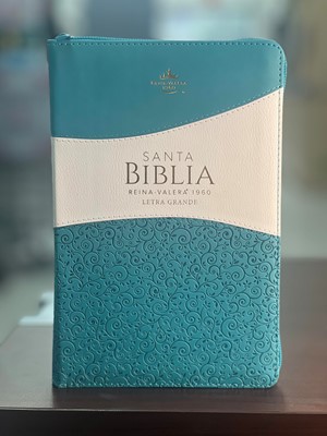 RVR 1960 Biblia Clásica Letra Grande (Imitación piel, Turquesa/blanco, zíper)