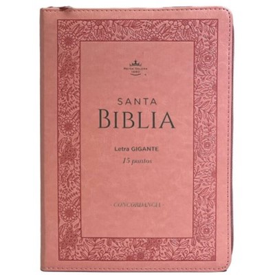 RVR 1960 Biblia Letra Gigante (Imitación piel, marco floreado rosado)