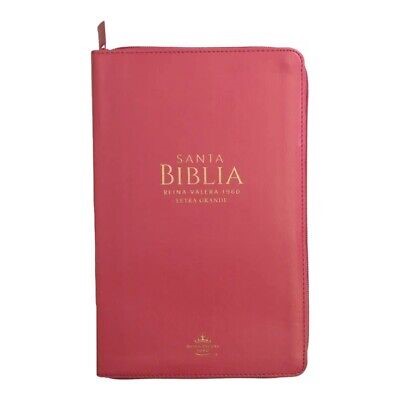 RVR 1960 Biblia Tamaño Manual Letra Grande Zíper (Imitación piel, alta calidad, fucsia)