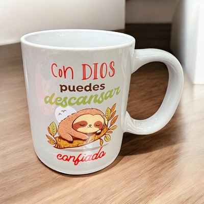Taza Con Dios puedes Descansar Confiado (Cerámica)