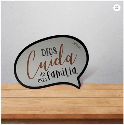 Adorno Diálogo Dios Cuida de esta Familia (Madera)