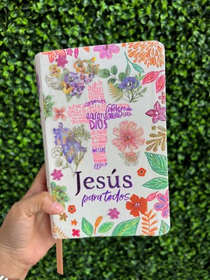 Biblia Jesús para Todos Ilustrada por Evelyn Cedeño Leal (Imitación de cuero, color marfil)