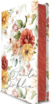 RVR 1960 Biblia Flores Naranja Letra Grande (Tapa Dura, canto pintado)