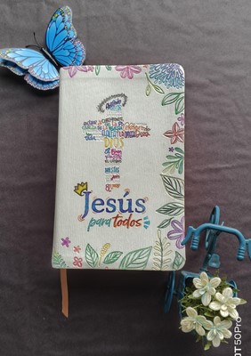 Biblia Jesús para Todos Ilustrada por Zurielys Méndez (Imitación de cuero, color marfil)