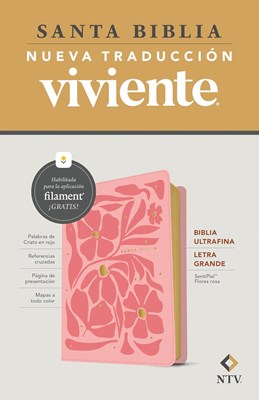 NTV Biblia Ultrafina Letra Grande (Simi Piel, Flores Rosa)