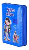 RVR 1960 Biblia Amigos Por Siempre Azul (Tapa Vinilo, Zíper, Azul )