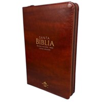 RVR 1960 Biblia Tamaño Manual Letra Grande Zíper (Imitación piel, alta calidad, café)