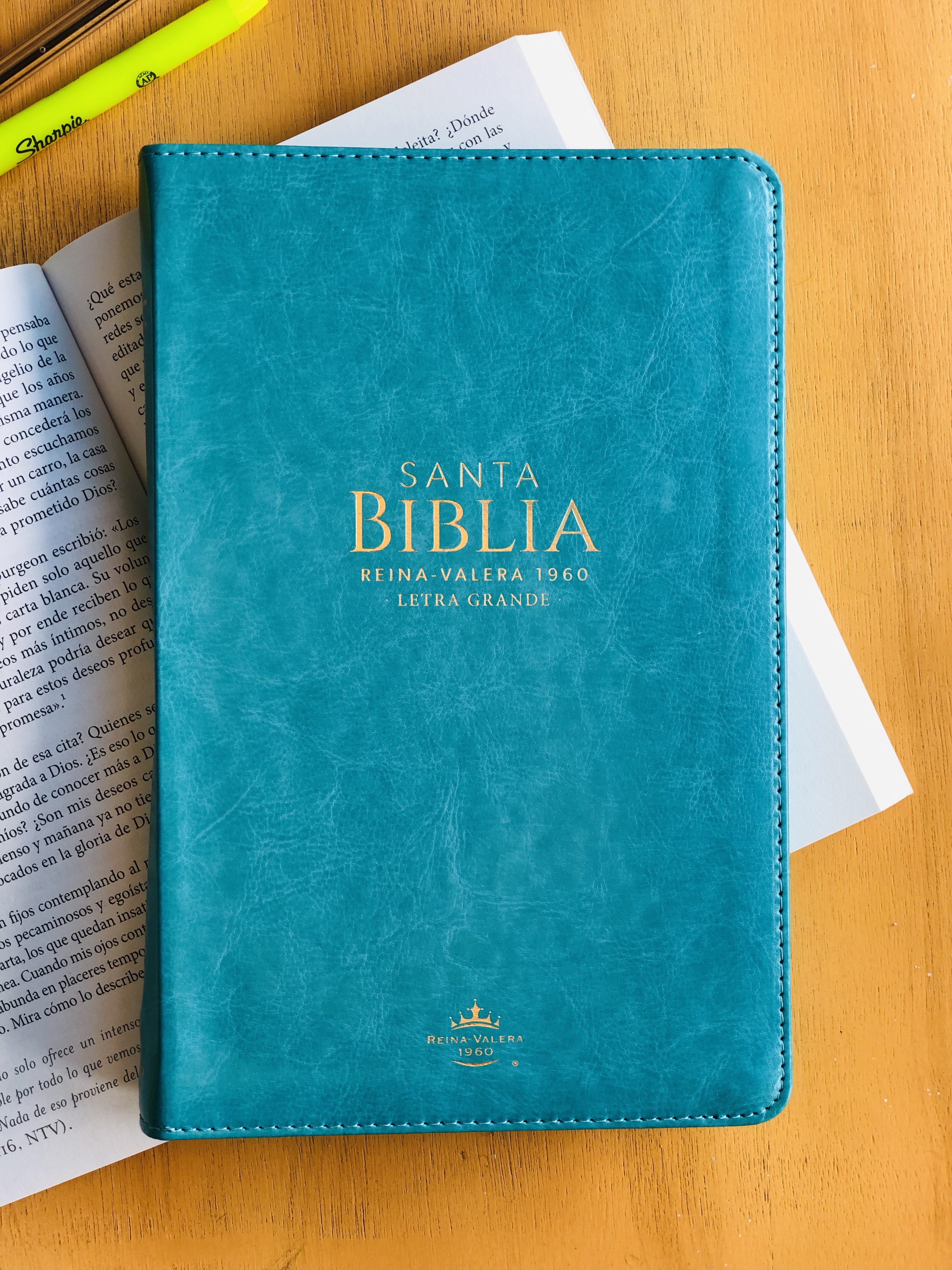 RVR 1960 Biblia Clásica Turquesa con Zíper Letra Grande